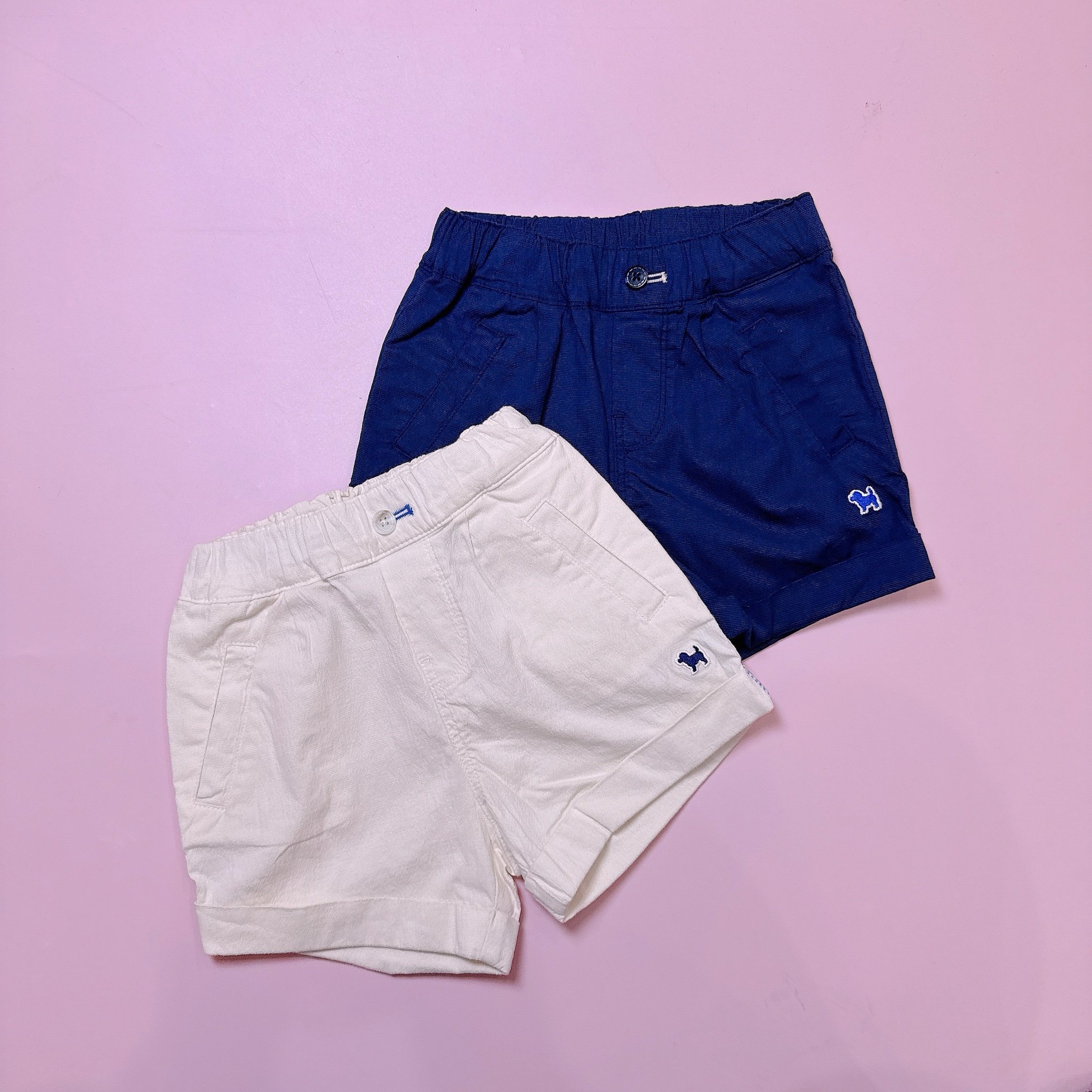 Quần short kaki chun Blue Dog chỉ phối gập gấu 2 màu kaki/navy cho bé size 90-120