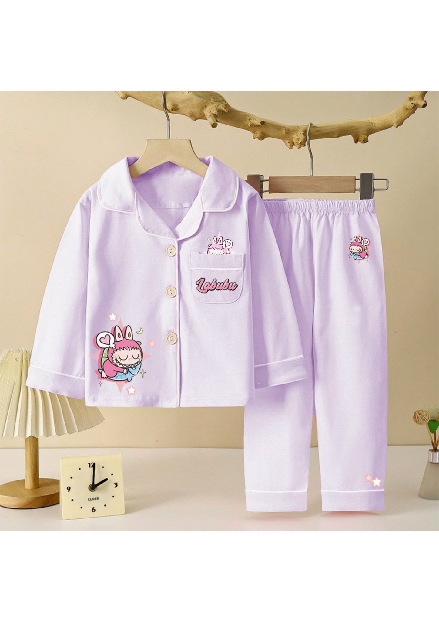Bộ pyjama cotton Nexxi Labubu nhiều màu cho bé gái size 1-14y