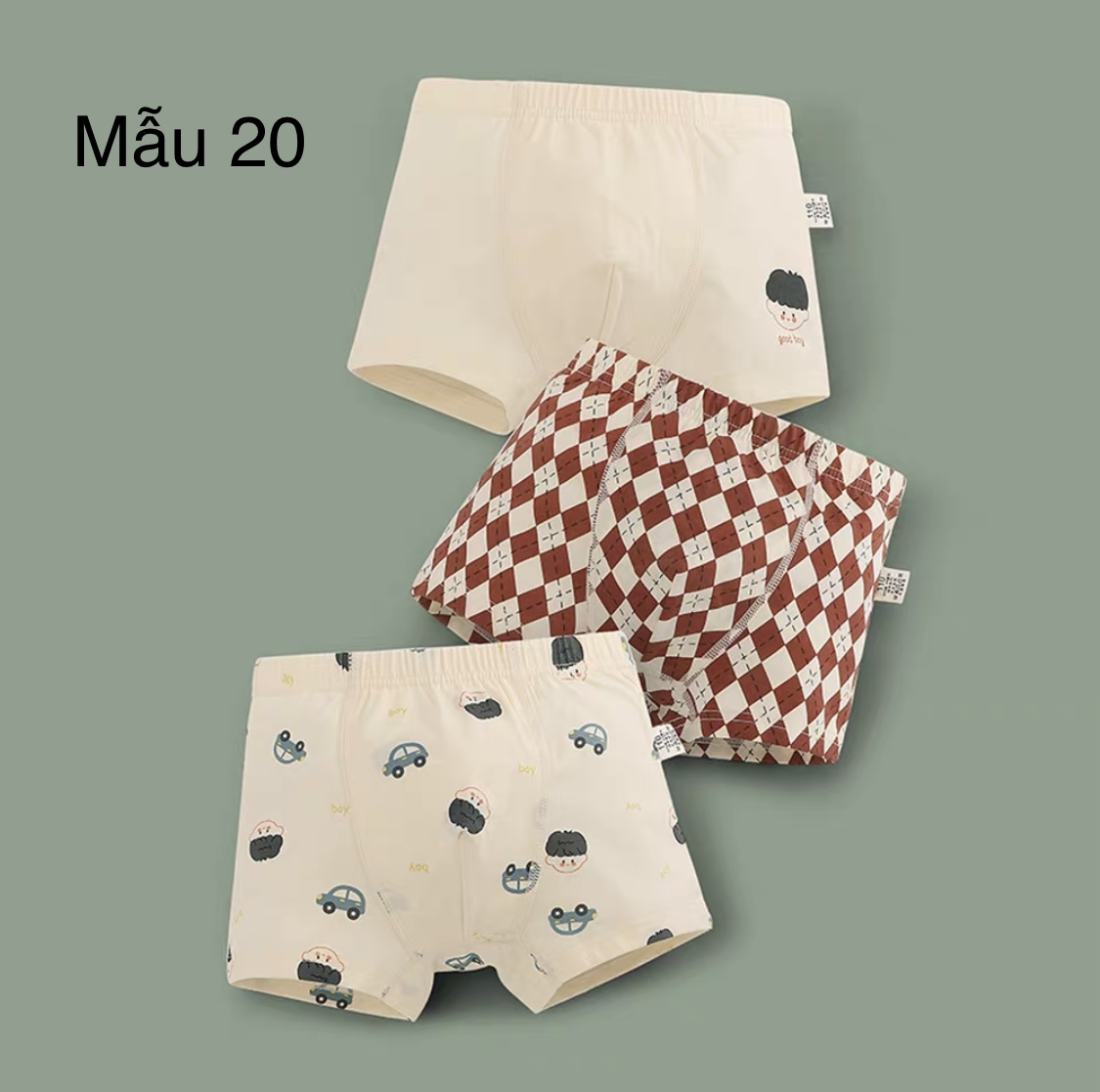 Set 3 sịp đùi cạp nhỏ nhiều mẫu BT size 120 - 160 ( Bảng màu mới )