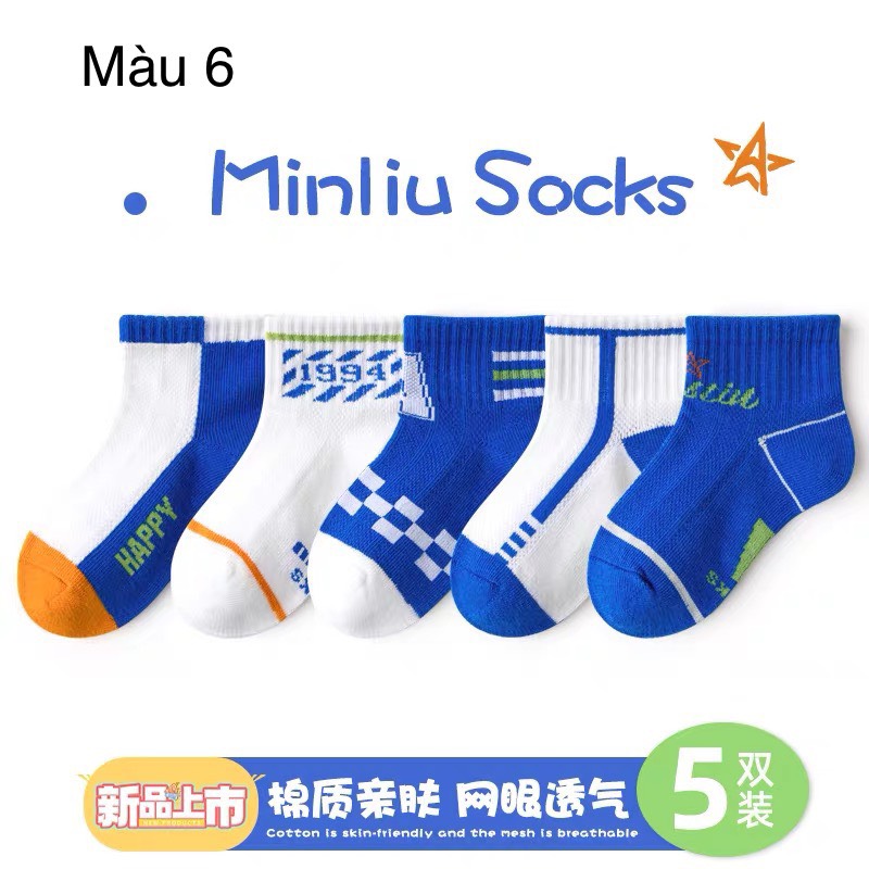 Set 5 tất lưới Minliu Kid Sock BT size 2-12y