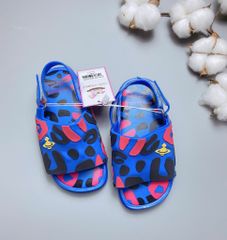 Sandal quai ngang Melissa màu xanh coban  họa tiết đỏ đen