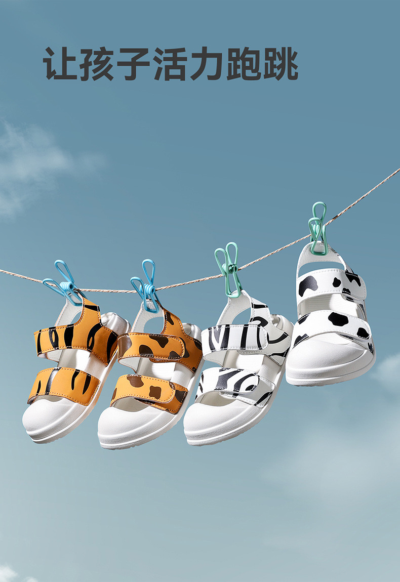Sandal quai dán Mario hoạ tiết động vật nhiều màu cho bé size 140-190