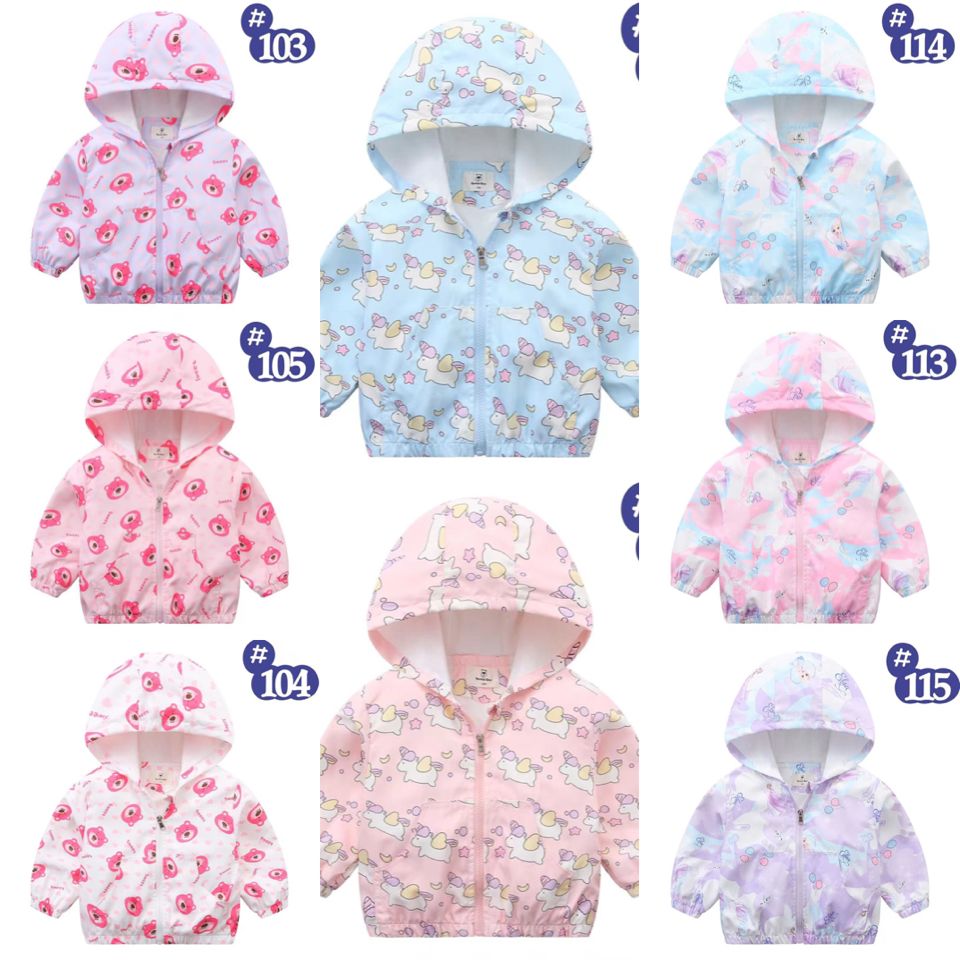 Áo gió lót cotton Ravedye Bear nhiều hình Bé Gái size 100 - 140