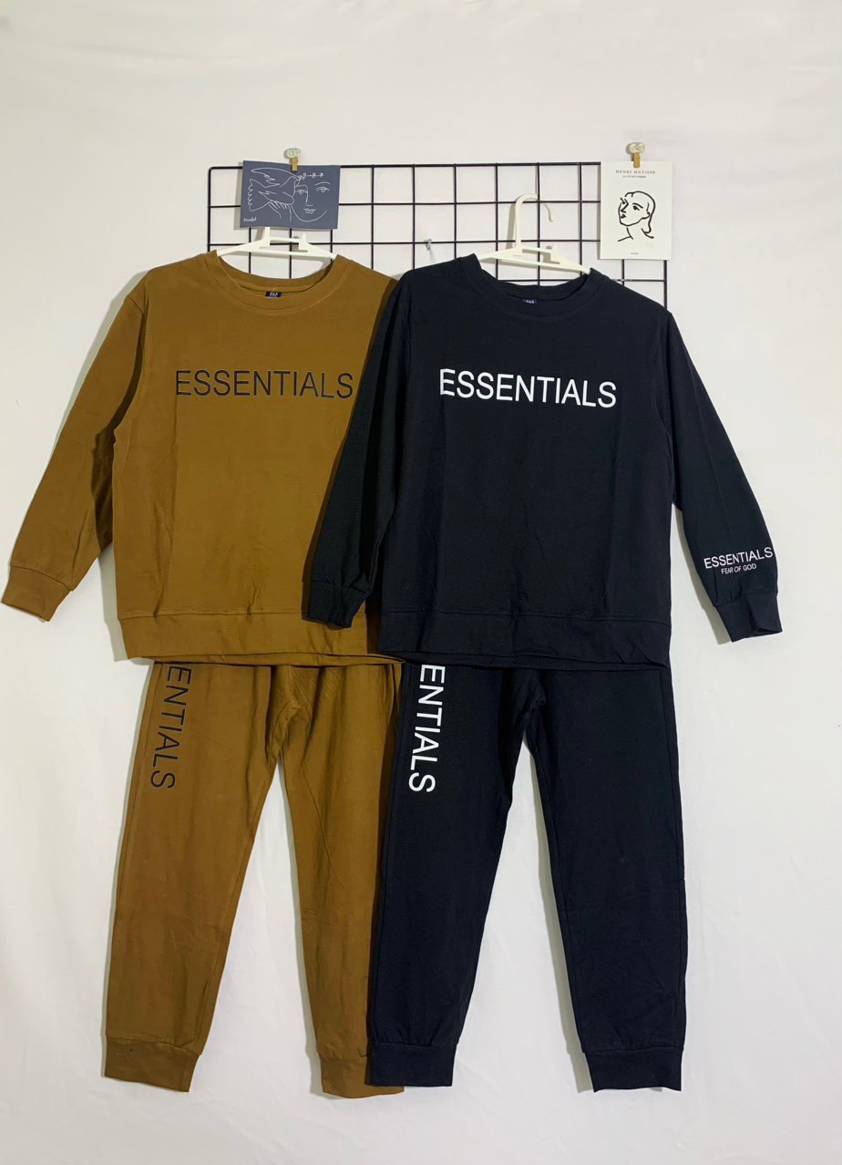 Bộ cotton Gapkids vải dư dài tay in chữ Ess 4 màu BT 8-14y