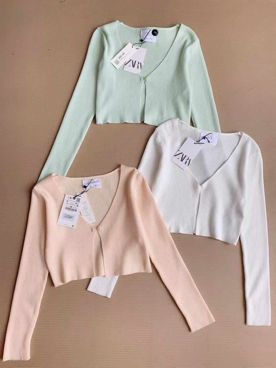 Cardigan len Zara cài 1 khuy ngực 3 màu size 6 - 14y