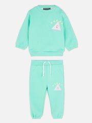 Bộ nỉ bông Primark màu xanh mặt cười tam giác Happy size 3 - 36m