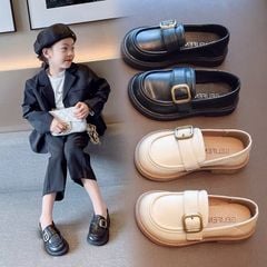 BBW2665 - Giày Loafer tag đồng 2 màu đen / kem size 26 - 36