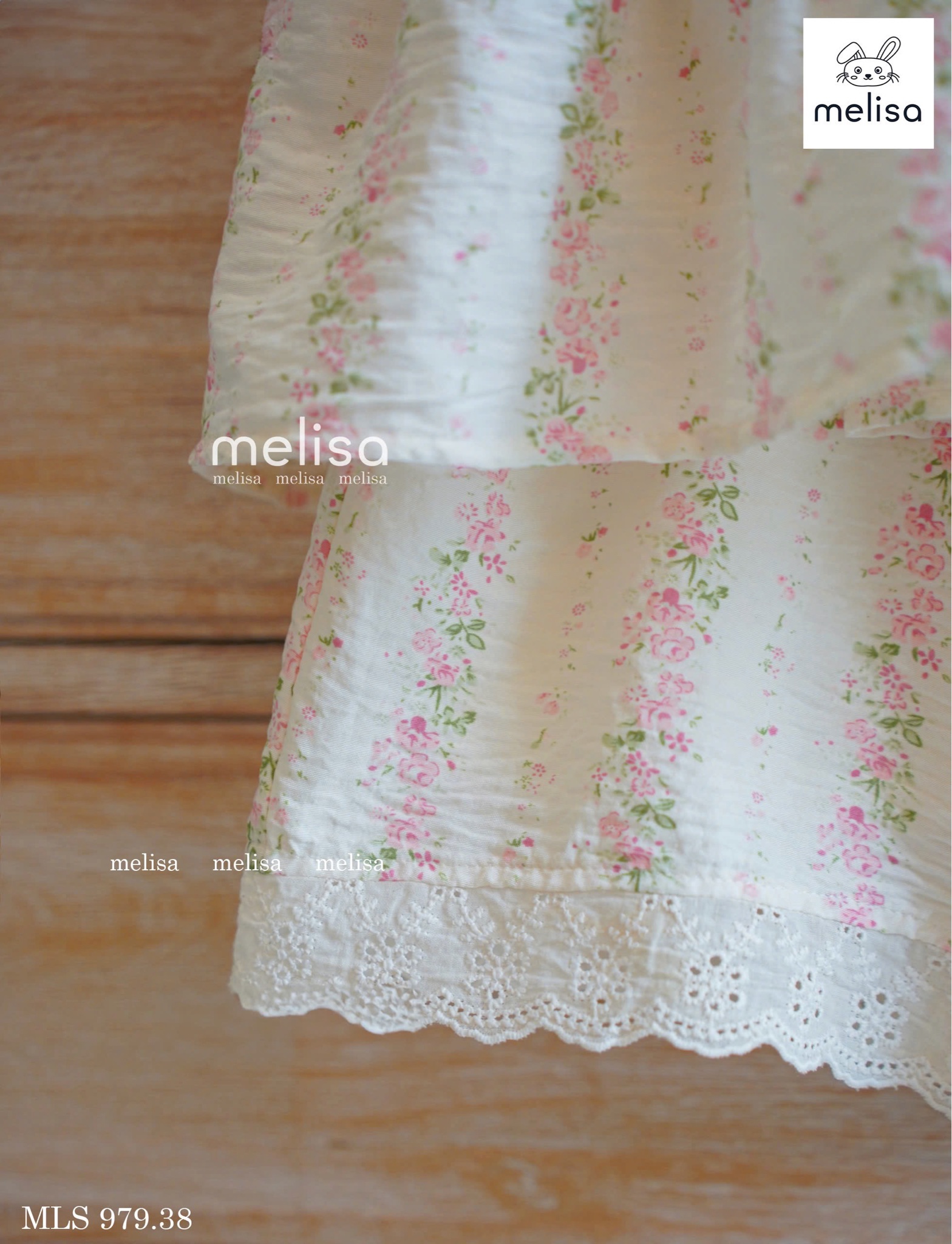 MLS 979 - Set bộ Melisa hoa nhí hồng leo vintage bé gái size 2-11y