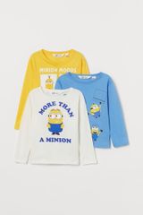 Áo cotton dài tay H&M bé trai - Minion Xanh / Trắng / Vàng