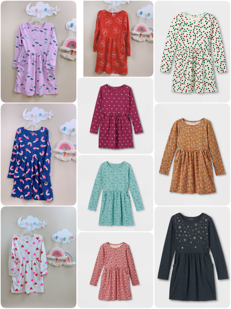Váy cotton dài tay Cat Jack hoạ tiết BG 5-18y (Bảng màu 1)