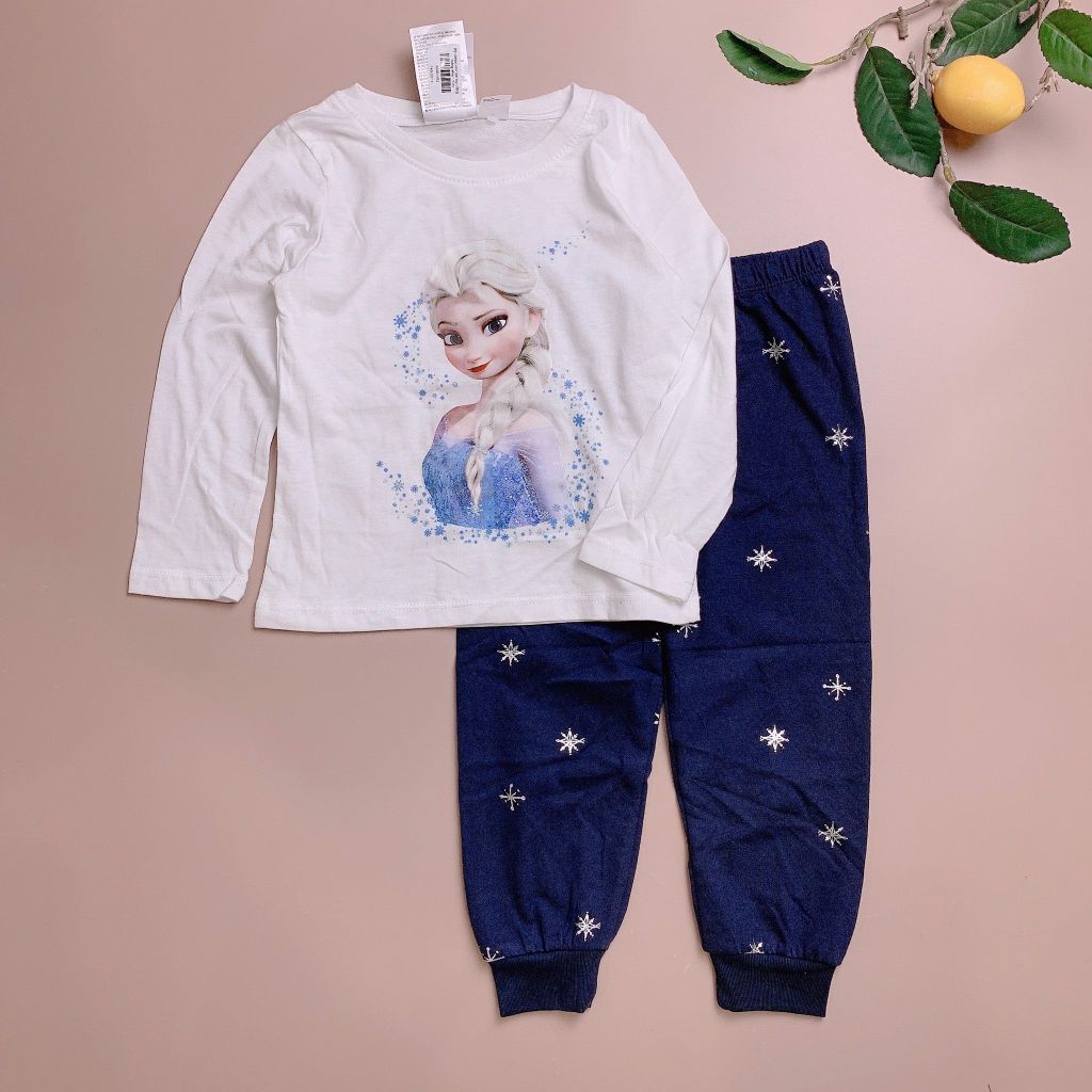 Bộ cotton HM dài tay trắng elsa quần navy BG