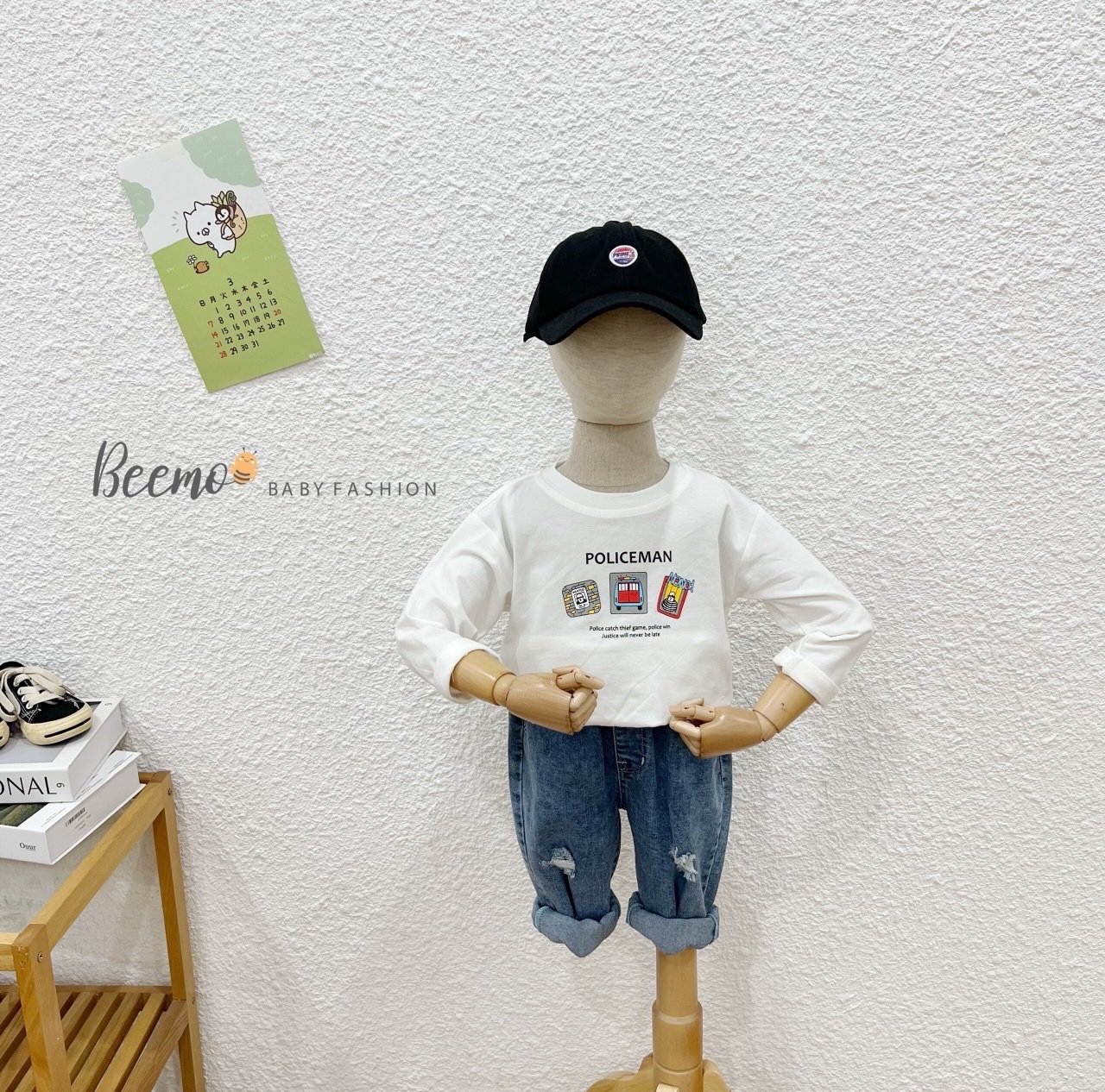 Áo cotton dài tay Beemo ô tô Policeman 4 màu BT