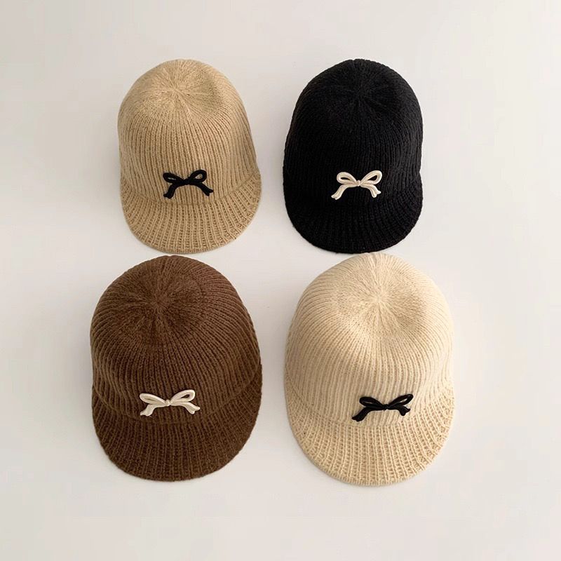 Mũ len đính nơ nhiều màu Bé Gái size 3-6y