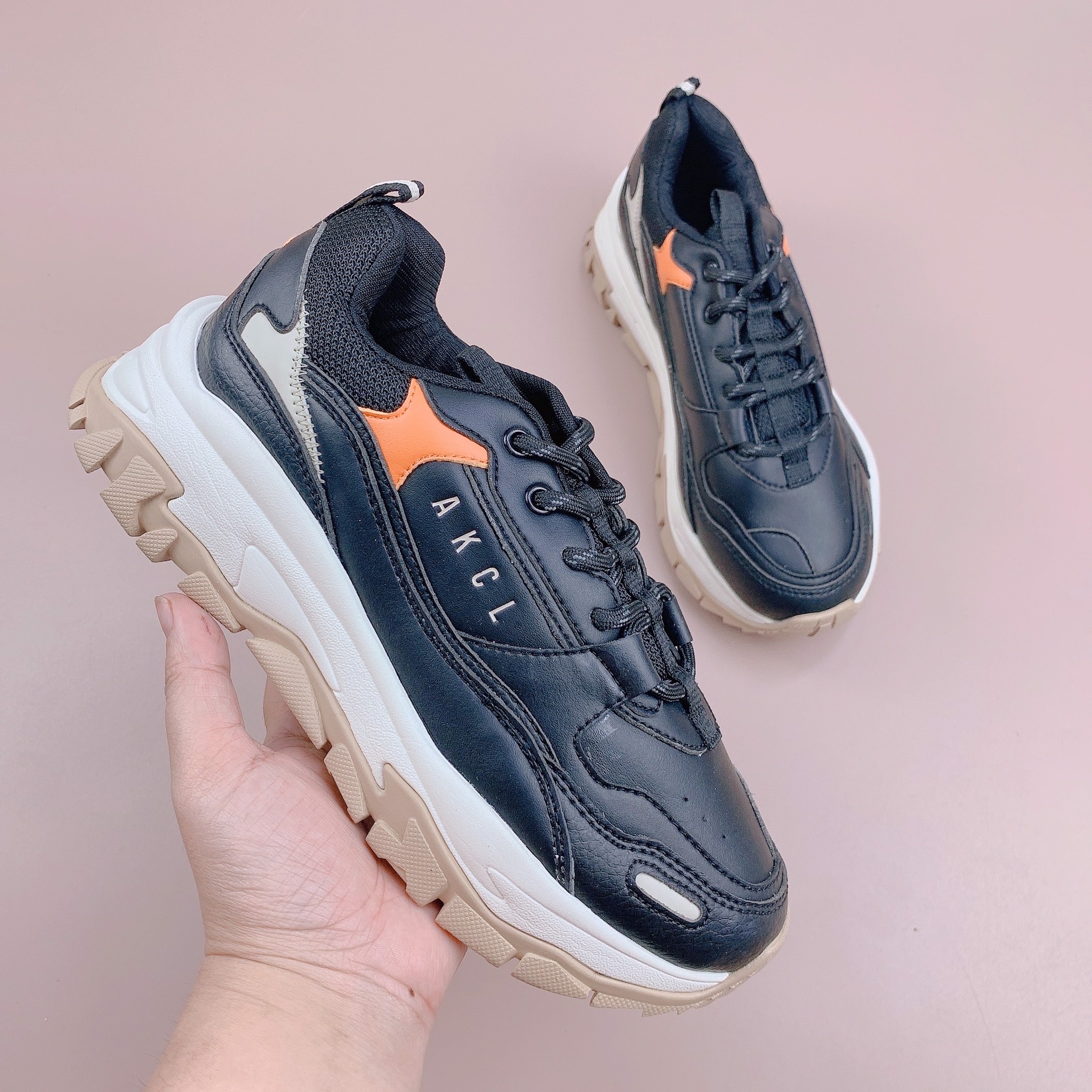 Giày Sneaker AKIII Classic dáng chunky xuất Hàn (người lớn) - màu đen/ghi