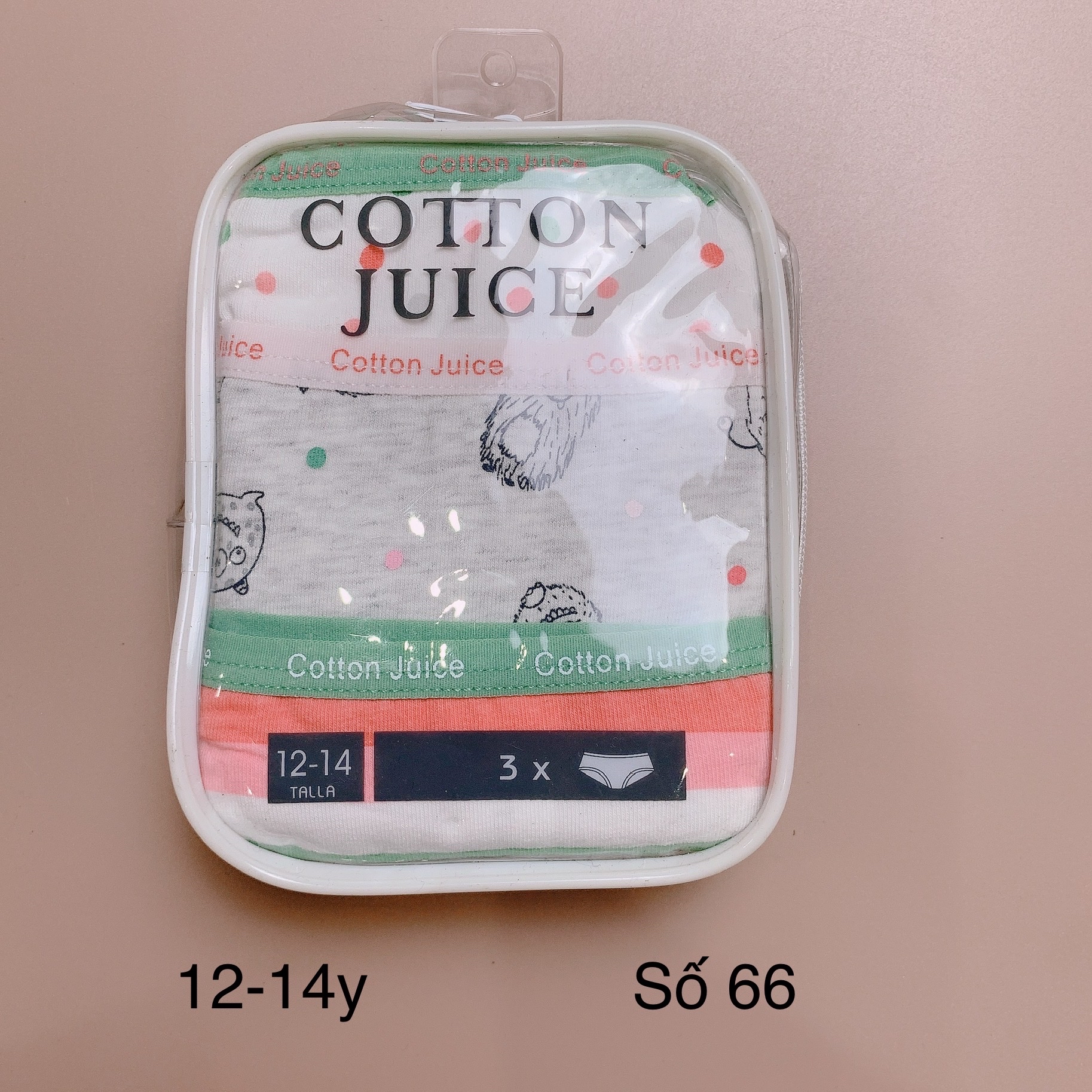 [12-14y] Set 3 quần chip Cotton Juice (số 61-72)