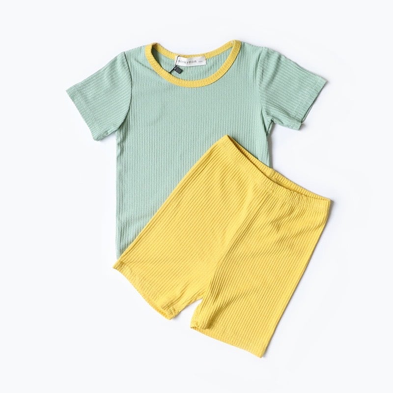 Bộ minkymom thun tăm viền cổ phối màu BTBG