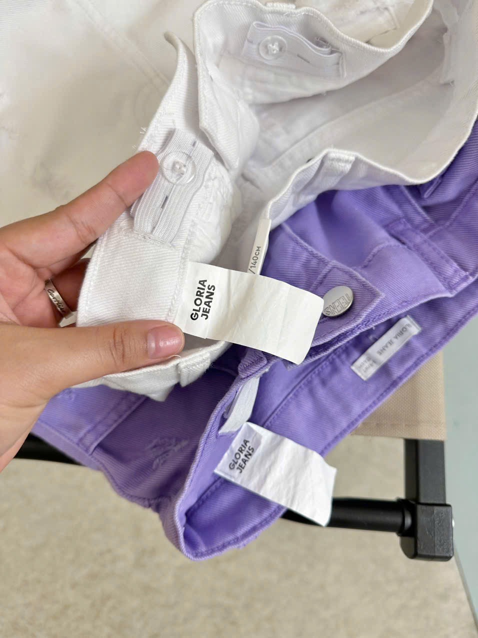 Quần jean rách GGJJ dư xịn 2 màu trắng/tím bé gái size 8-14y