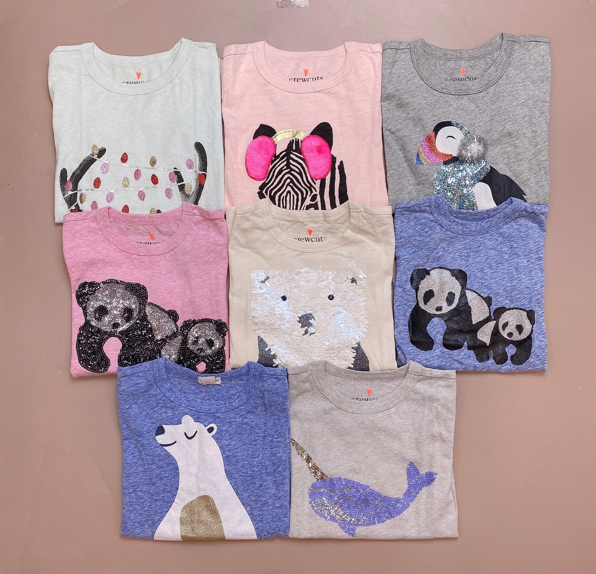 Áo cotton Crewcuts kim sa / nhũ nhiều hình động vật size 2 - 12y