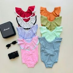 Bộ bơi harifa liền thân cổ V bèo nhiều màu cho bé gái size 1-6y