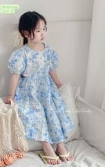 S5167 - Váy thô Sofia Candy hoa xanh tay bồng size 1 - 10y