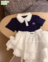 M5119 - Set bộ Mia Kids Miu Miu áo + chân váy 2 màu size 2 - 12y