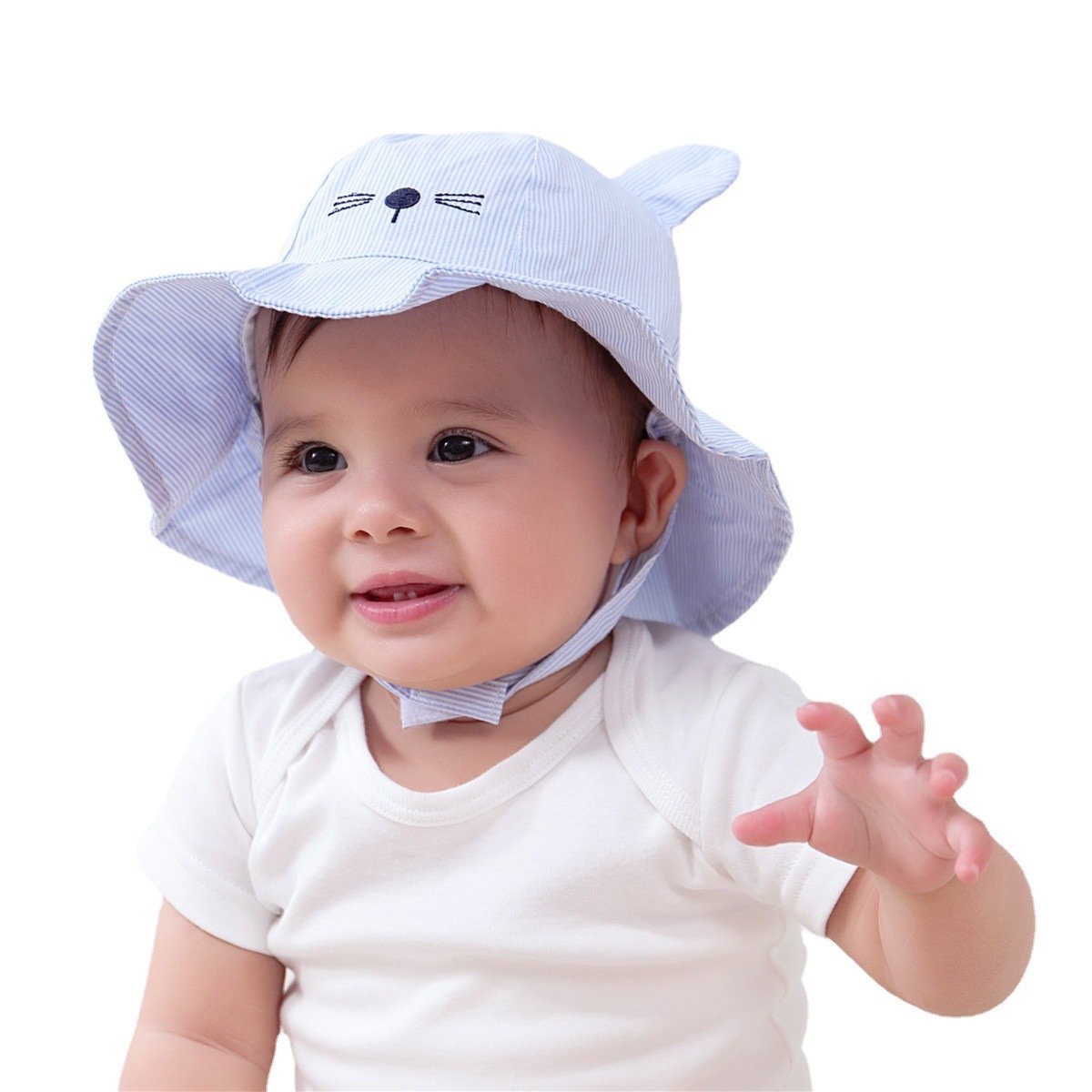Mũ vải vành Miller kẻ xanh/nâu hoạ tiết mặt chuột
