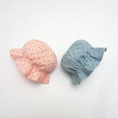 Mũ vải vành Miller bo chun chấm bi xanh/hồng freesize 2-4y