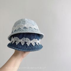 Mũ vành jean đính nơ trắng nhiều màu cho bé gái size 2-4y