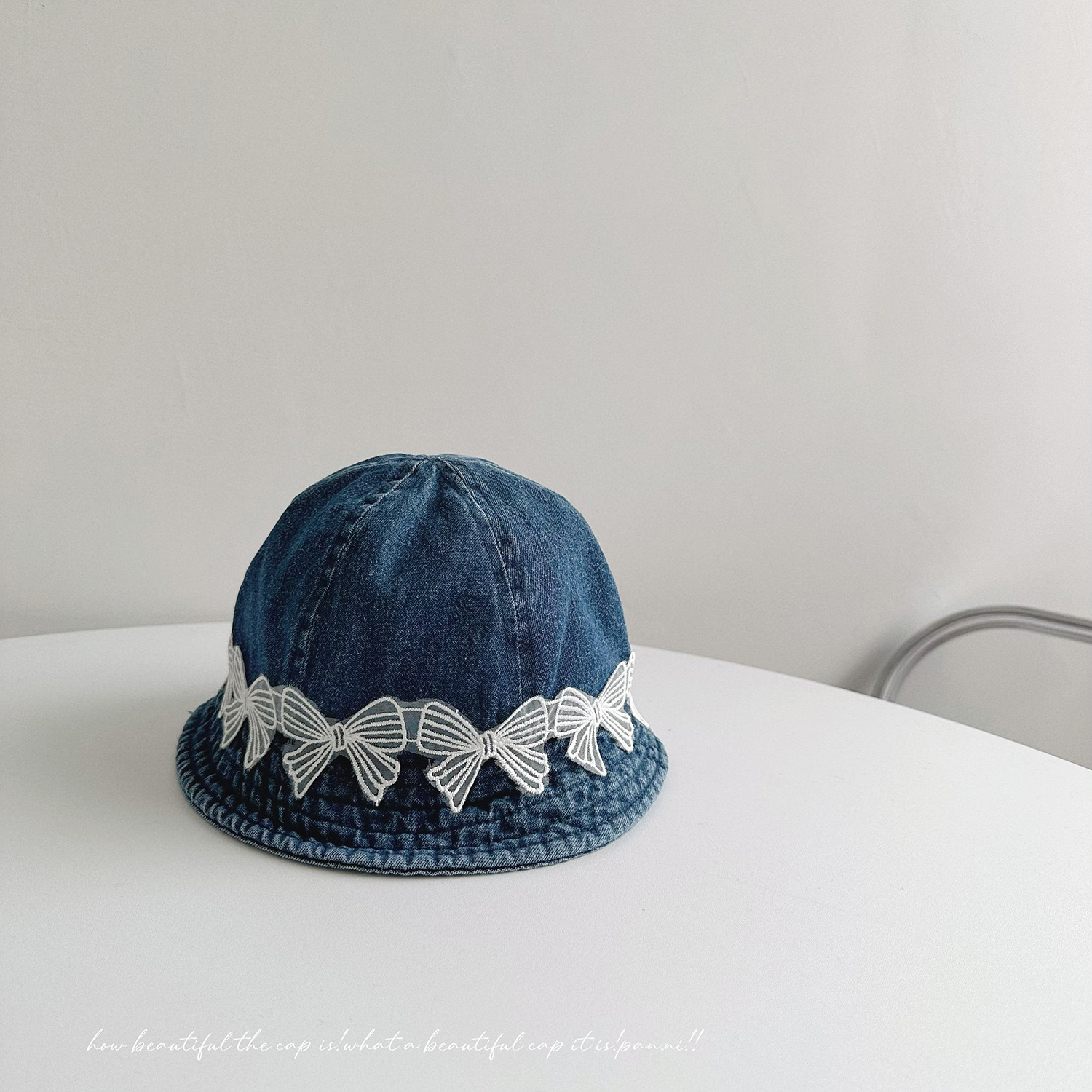 Mũ vành jean đính nơ trắng nhiều màu cho bé gái size 2-4y