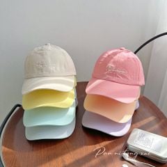 Mũ lưỡi trai vải si gió đính nơ nhiều màu cho bé size 4-14y