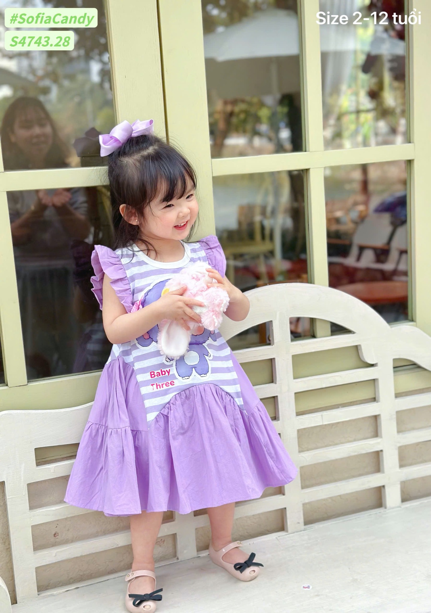 S4743 - Váy Sofia Candy Baby Three kẻ tím bé gái size 2-12y