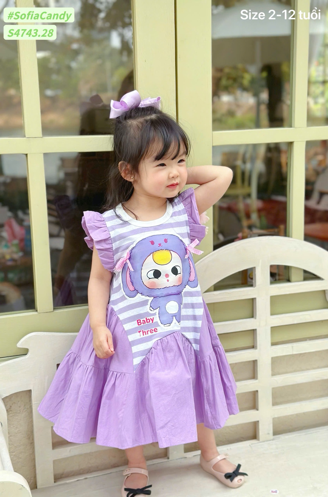 S4743 - Váy Sofia Candy Baby Three kẻ tím bé gái size 2-12y