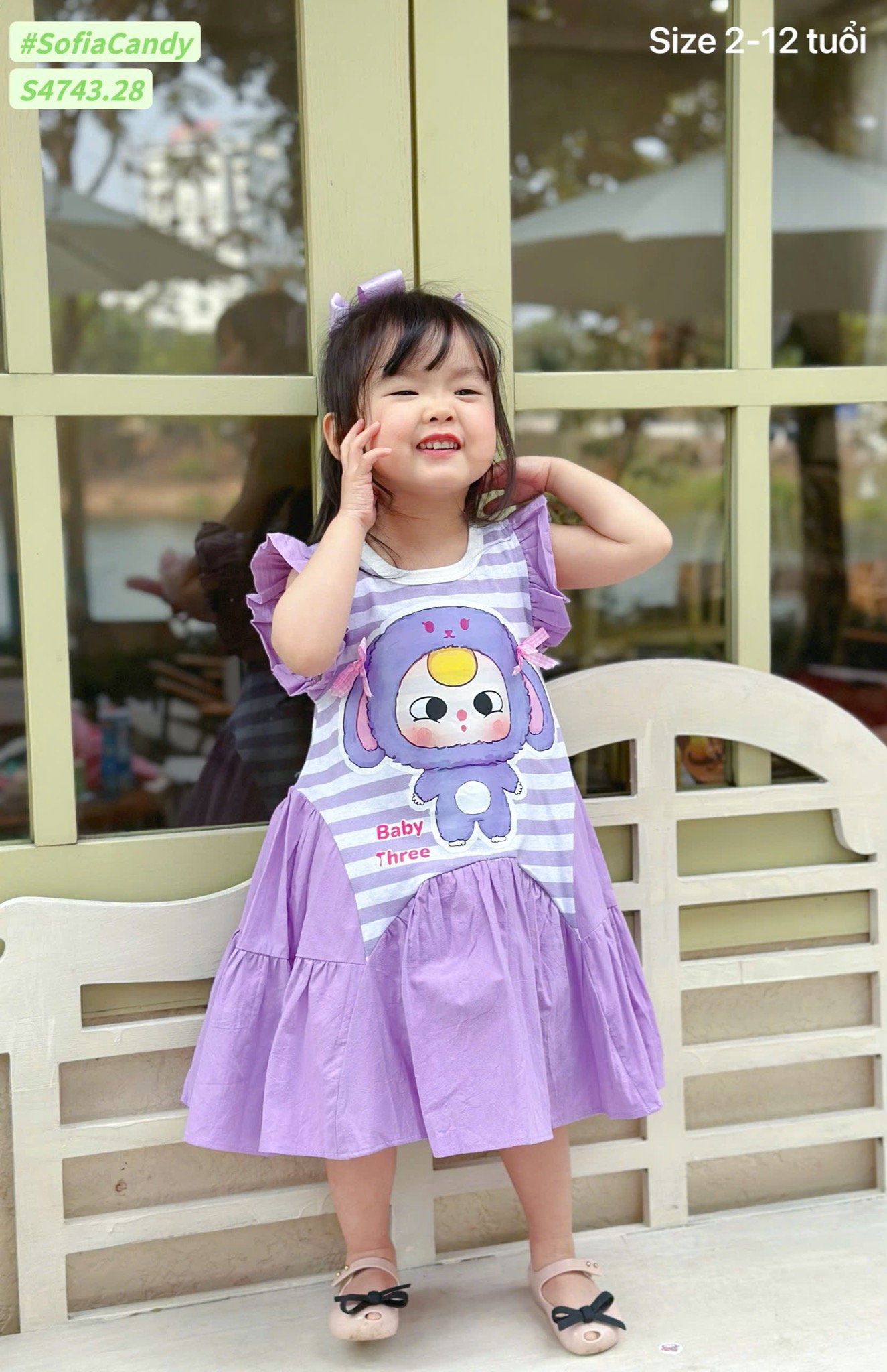 S4743 - Váy Sofia Candy Baby Three kẻ tím bé gái size 2-12y