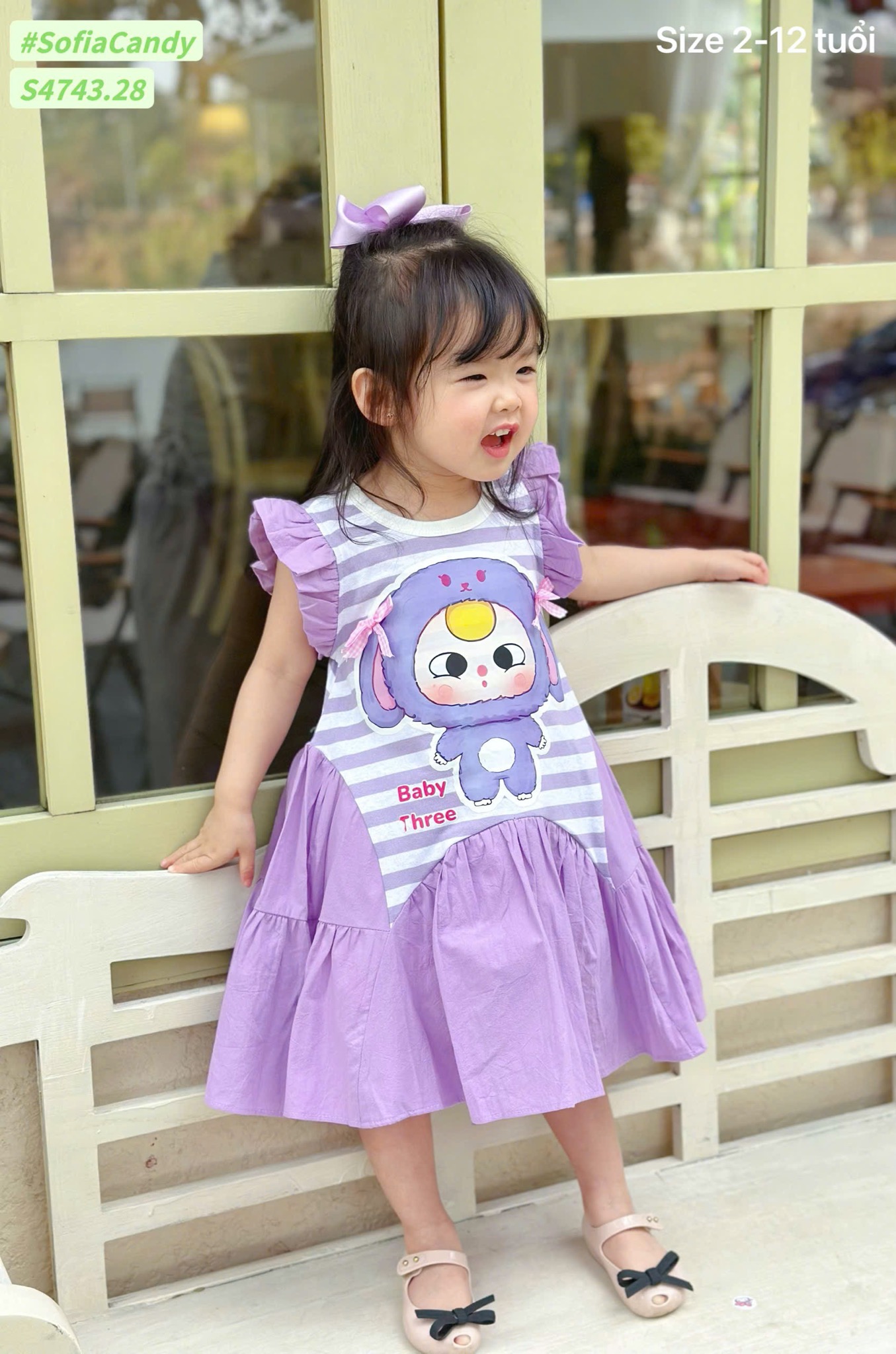 S4743 - Váy Sofia Candy Baby Three kẻ tím bé gái size 2-12y