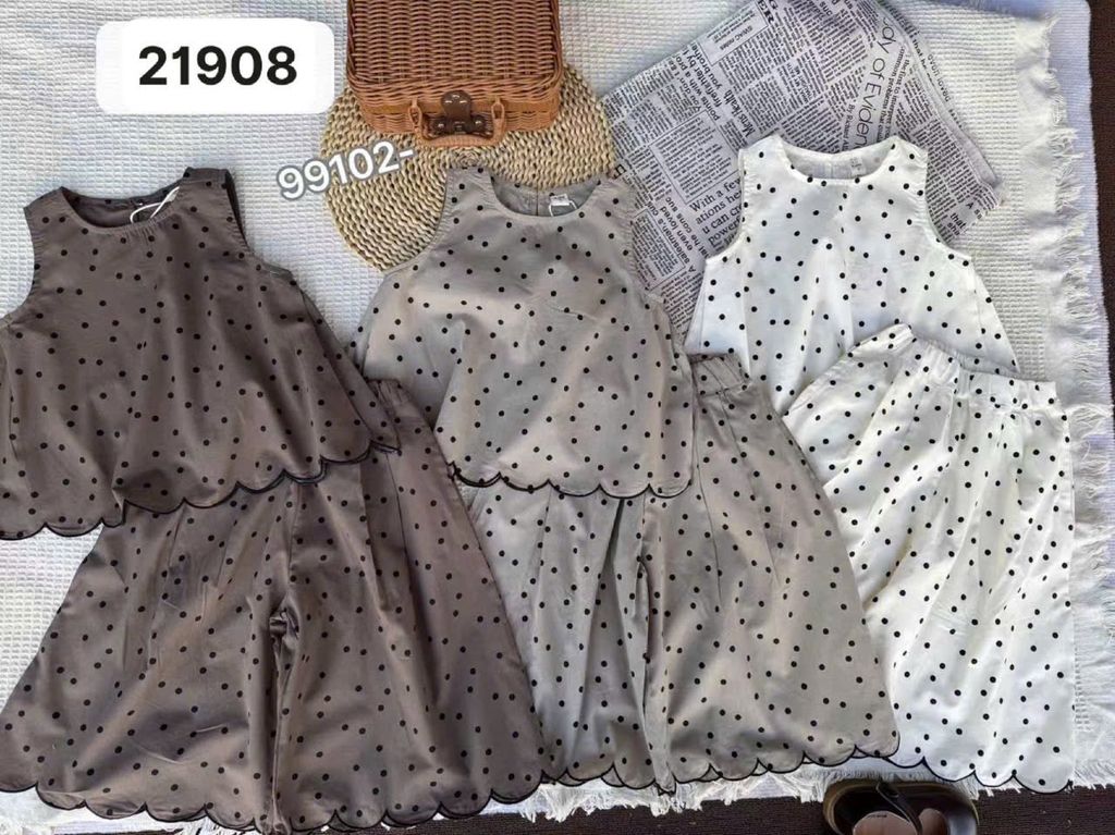 Bộ sát nách hoạ tiết chấm bi nhiều màu bé gái size 110-150