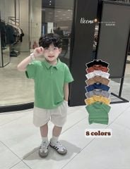 Áo cotton polo cổ đức Beemo trơn nhiều màu cho bé size 80-130