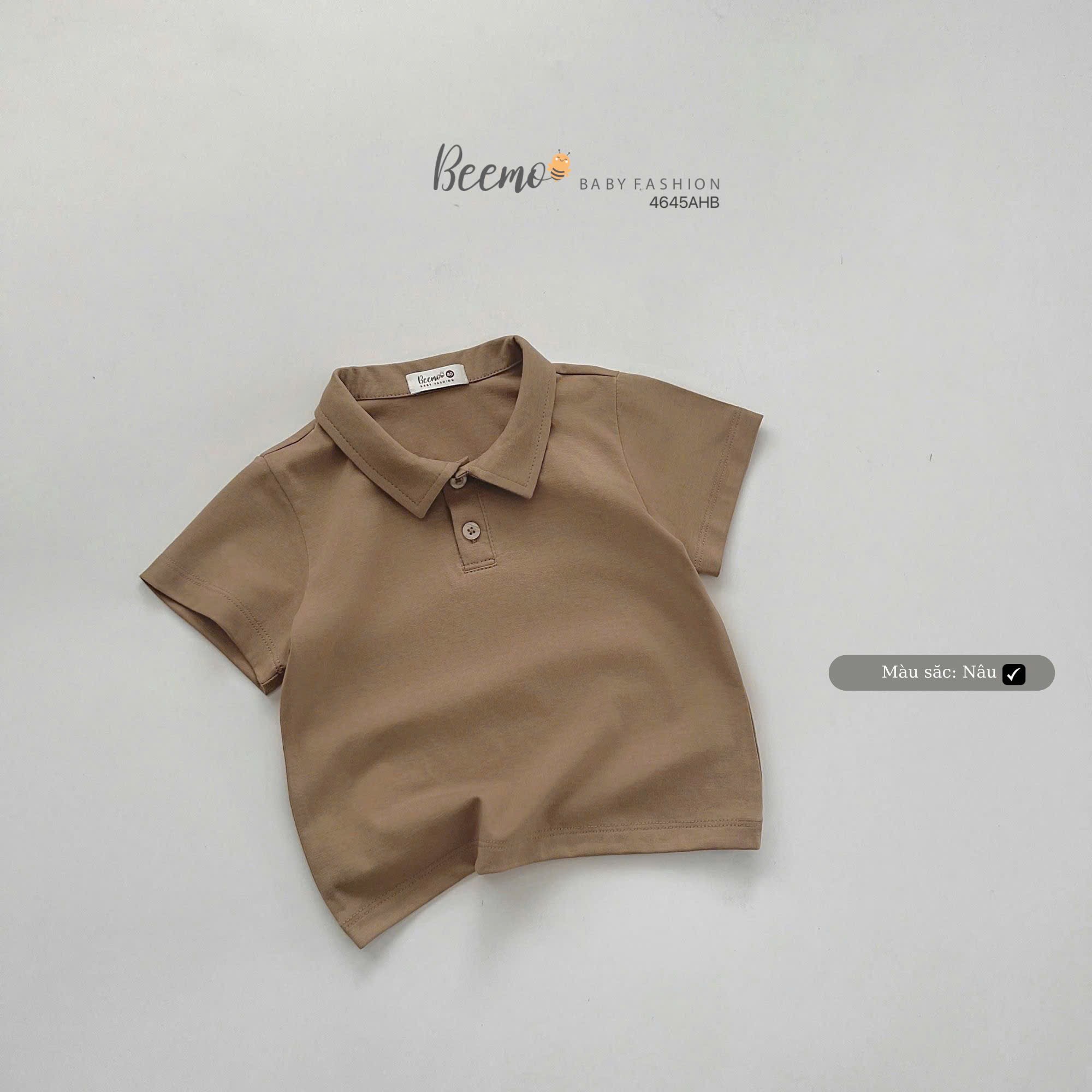 Áo cotton polo cổ đức Beemo trơn nhiều màu cho bé size 80-130