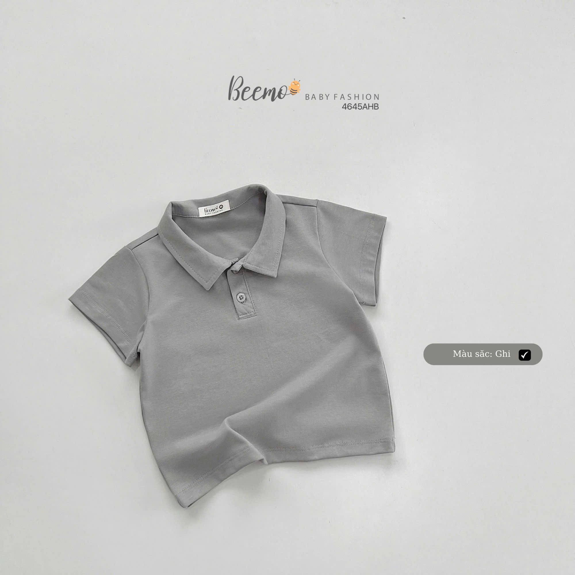 Áo cotton polo cổ đức Beemo trơn nhiều màu cho bé size 80-130