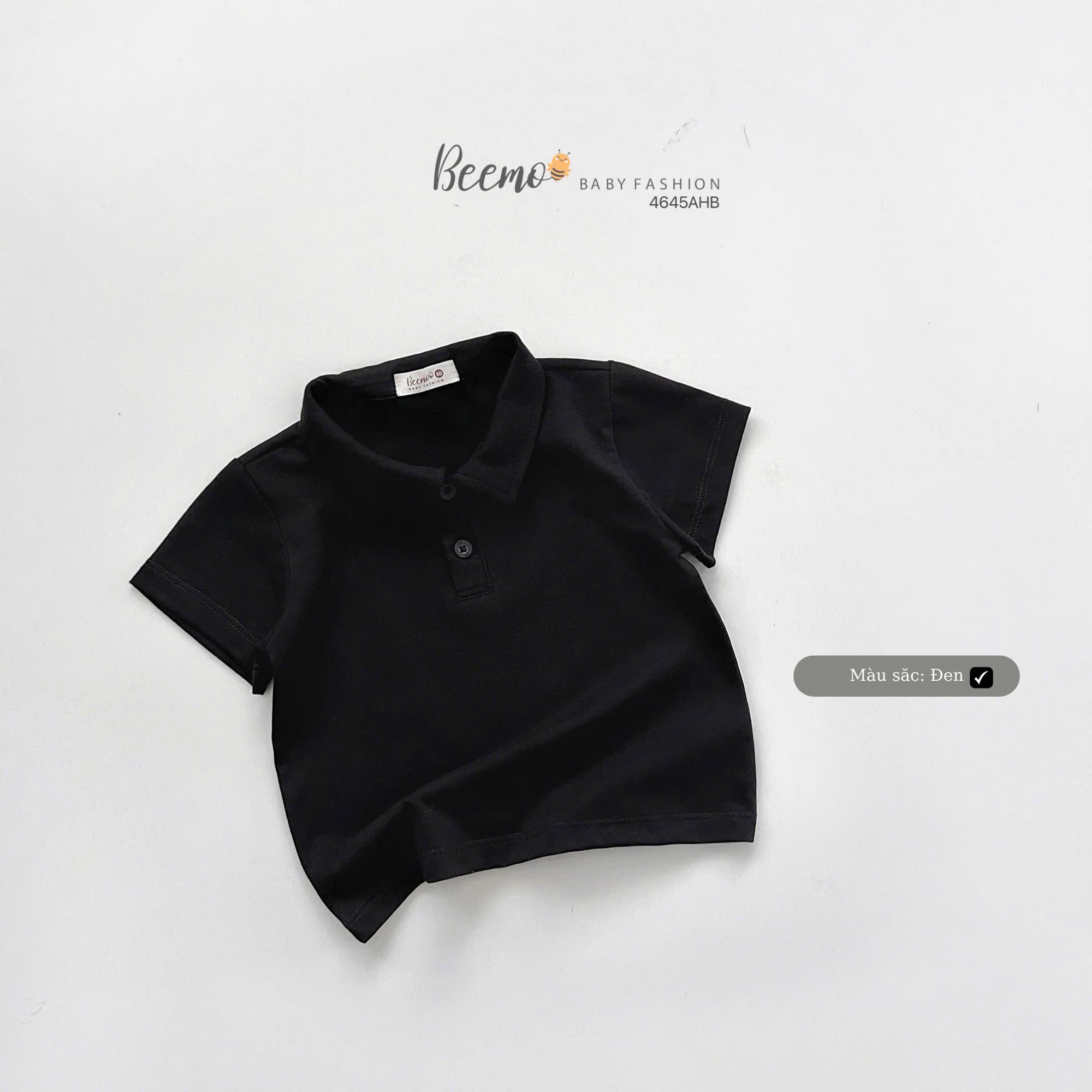 Áo cotton polo cổ đức Beemo trơn nhiều màu cho bé size 80-130