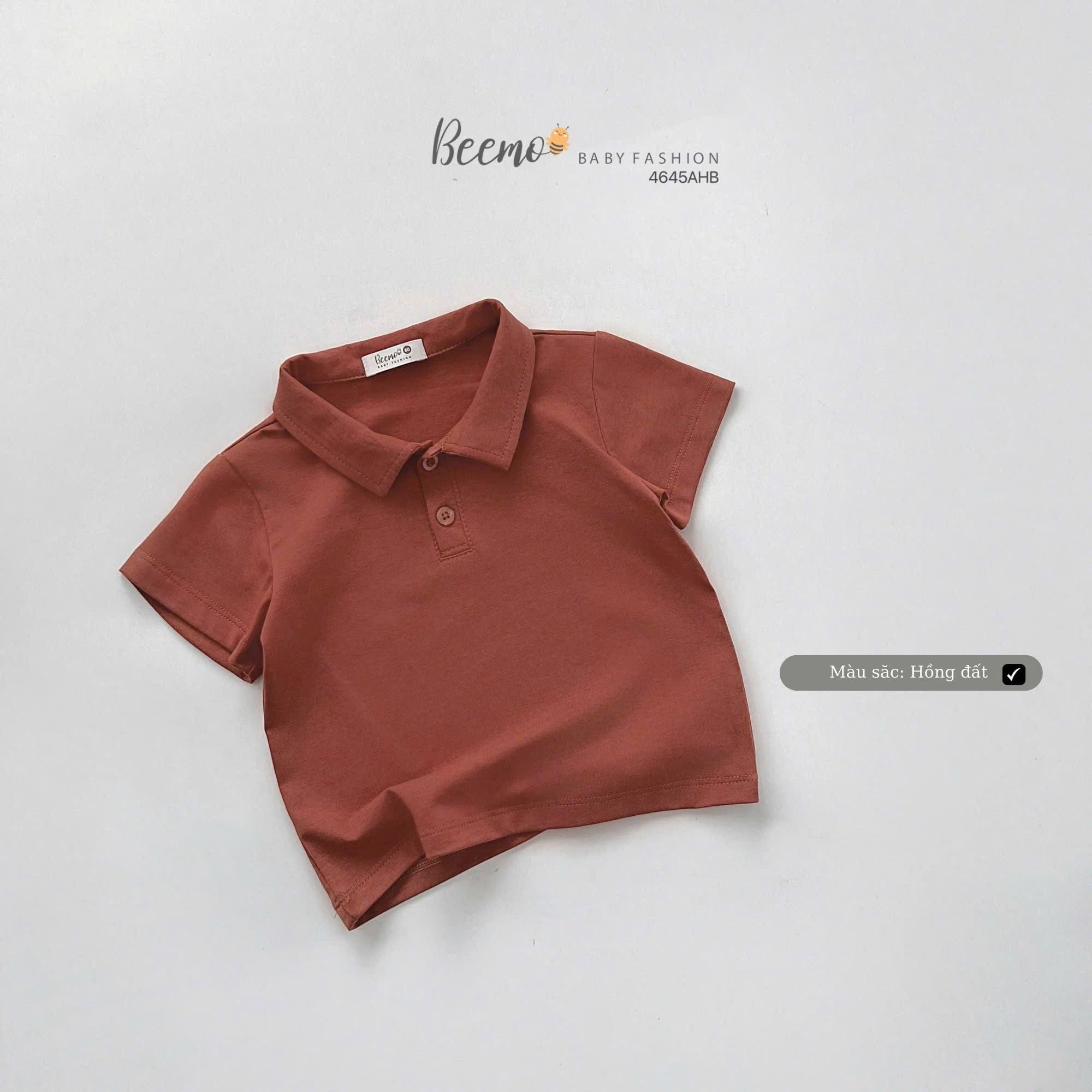 Áo cotton polo cổ đức Beemo trơn nhiều màu cho bé size 80-130