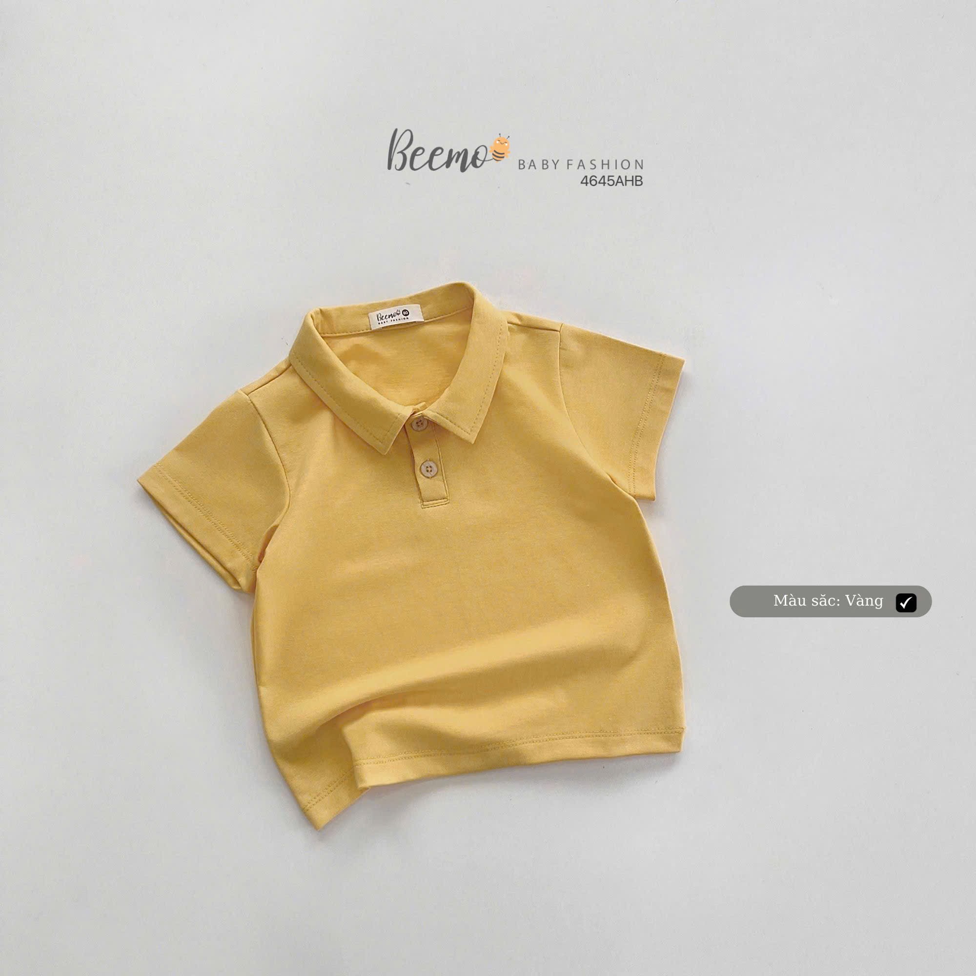 Áo cotton polo cổ đức Beemo trơn nhiều màu cho bé size 80-130