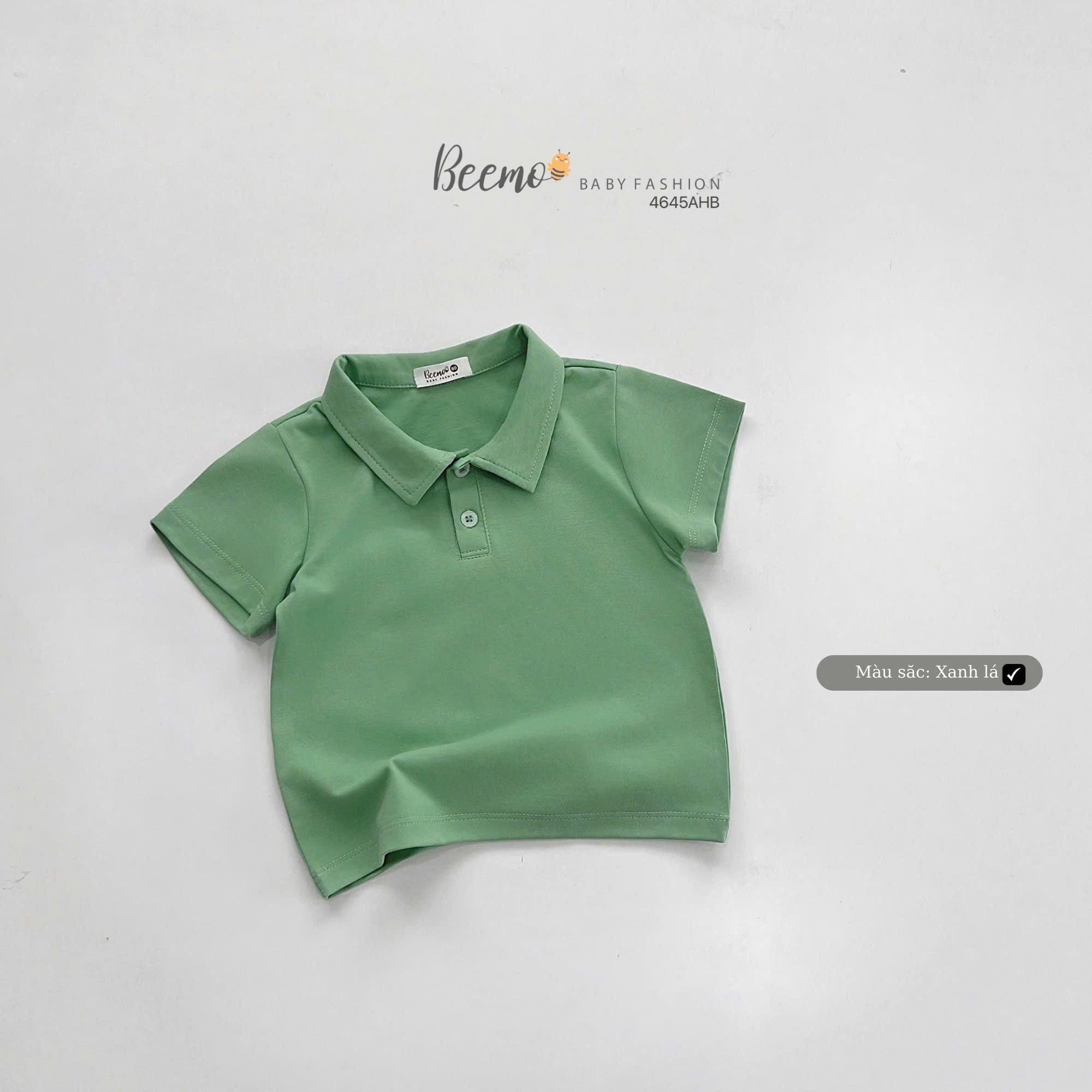 Áo cotton polo cổ đức Beemo trơn nhiều màu cho bé size 80-130