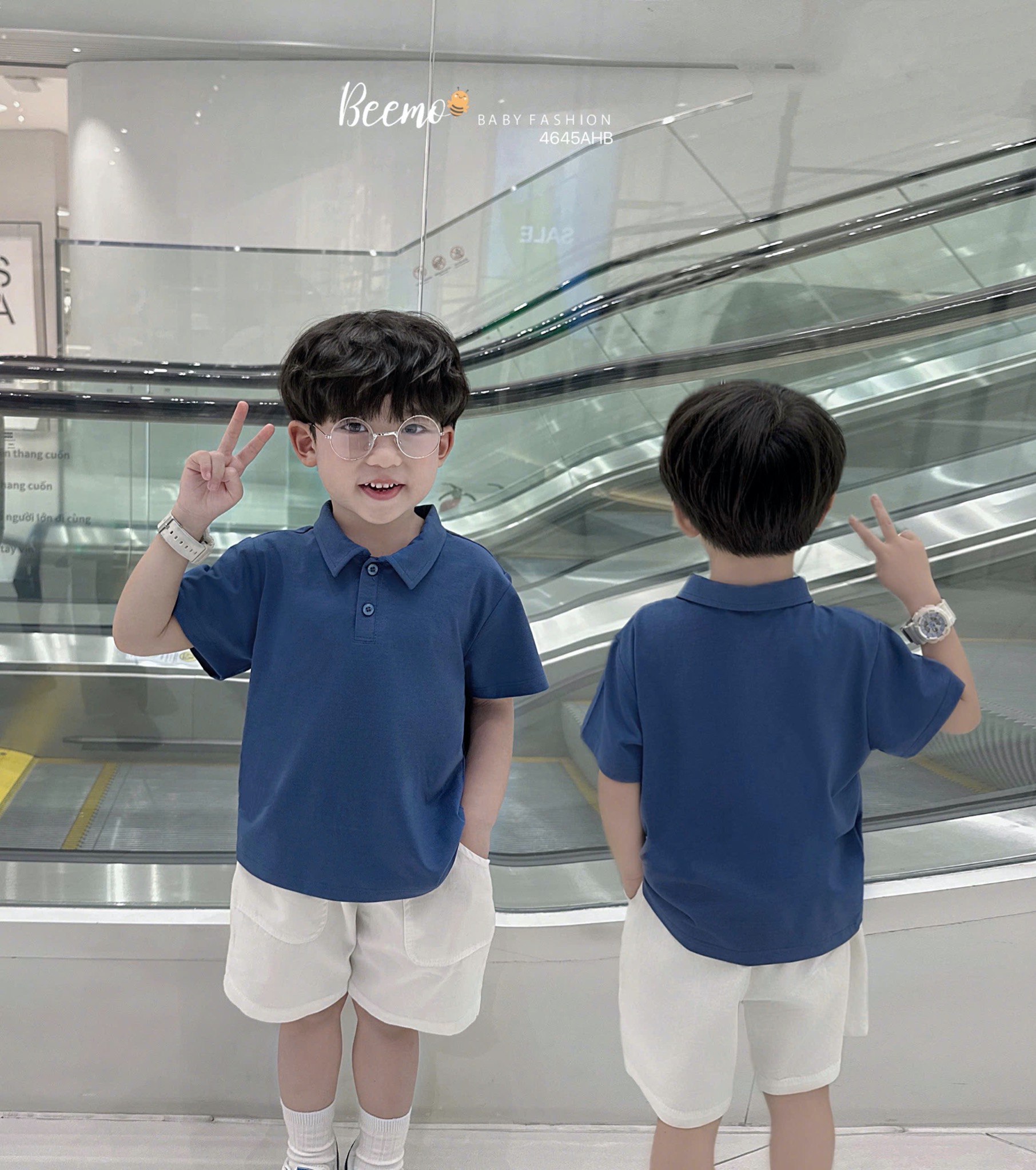 Áo cotton polo cổ đức Beemo trơn nhiều màu cho bé size 80-130