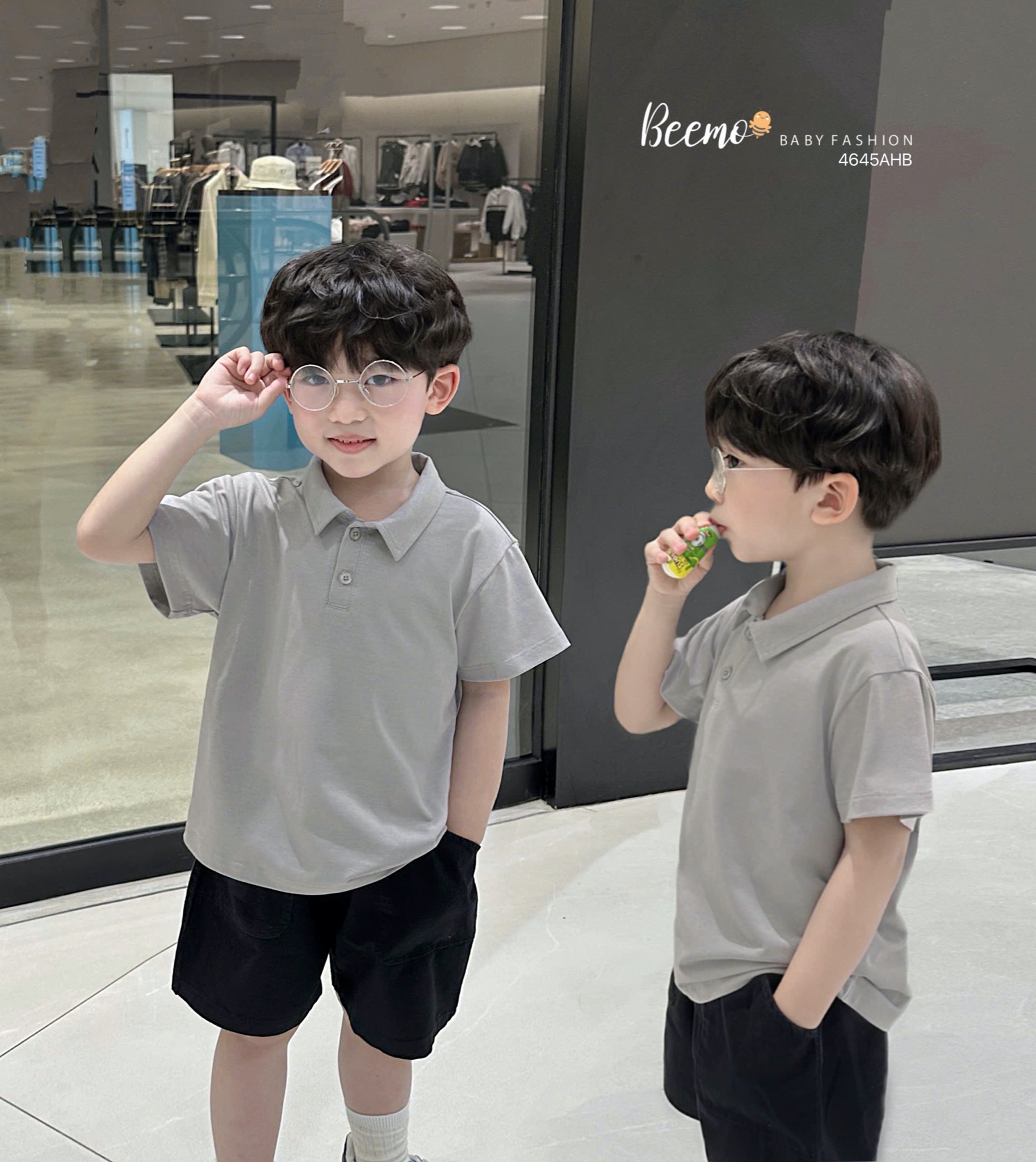 Áo cotton polo cổ đức Beemo trơn nhiều màu cho bé size 80-130