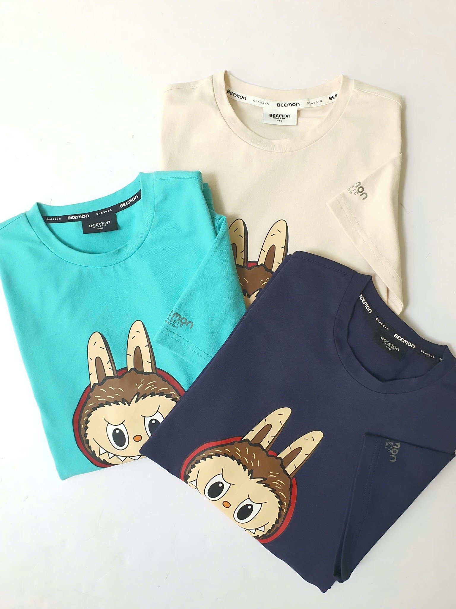 Áo cotton Bee Mon hoạ tiết Labubu nhiều màu cho bé size 120-160