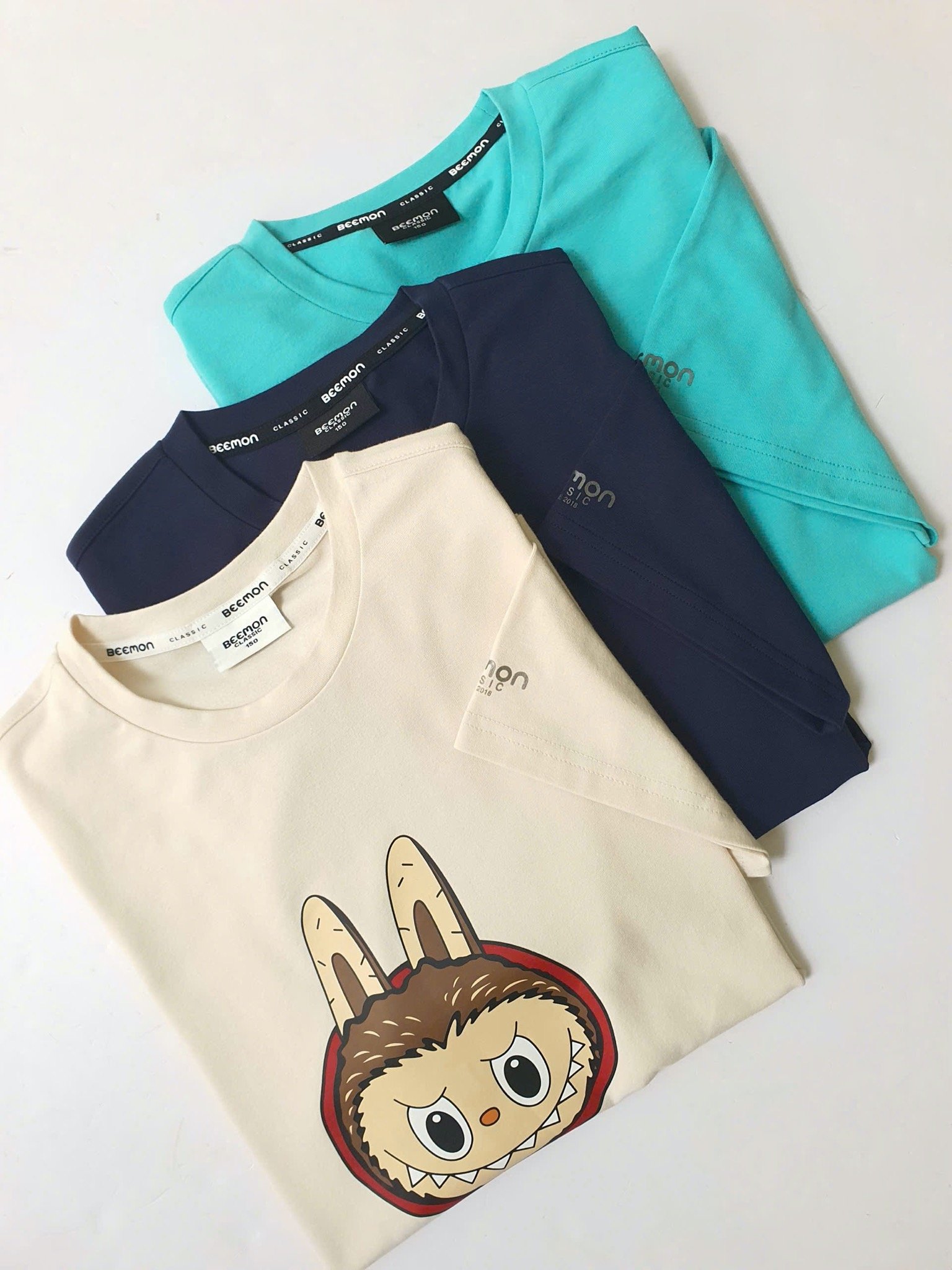 Áo cotton Bee Mon hoạ tiết Labubu nhiều màu cho bé size 120-160