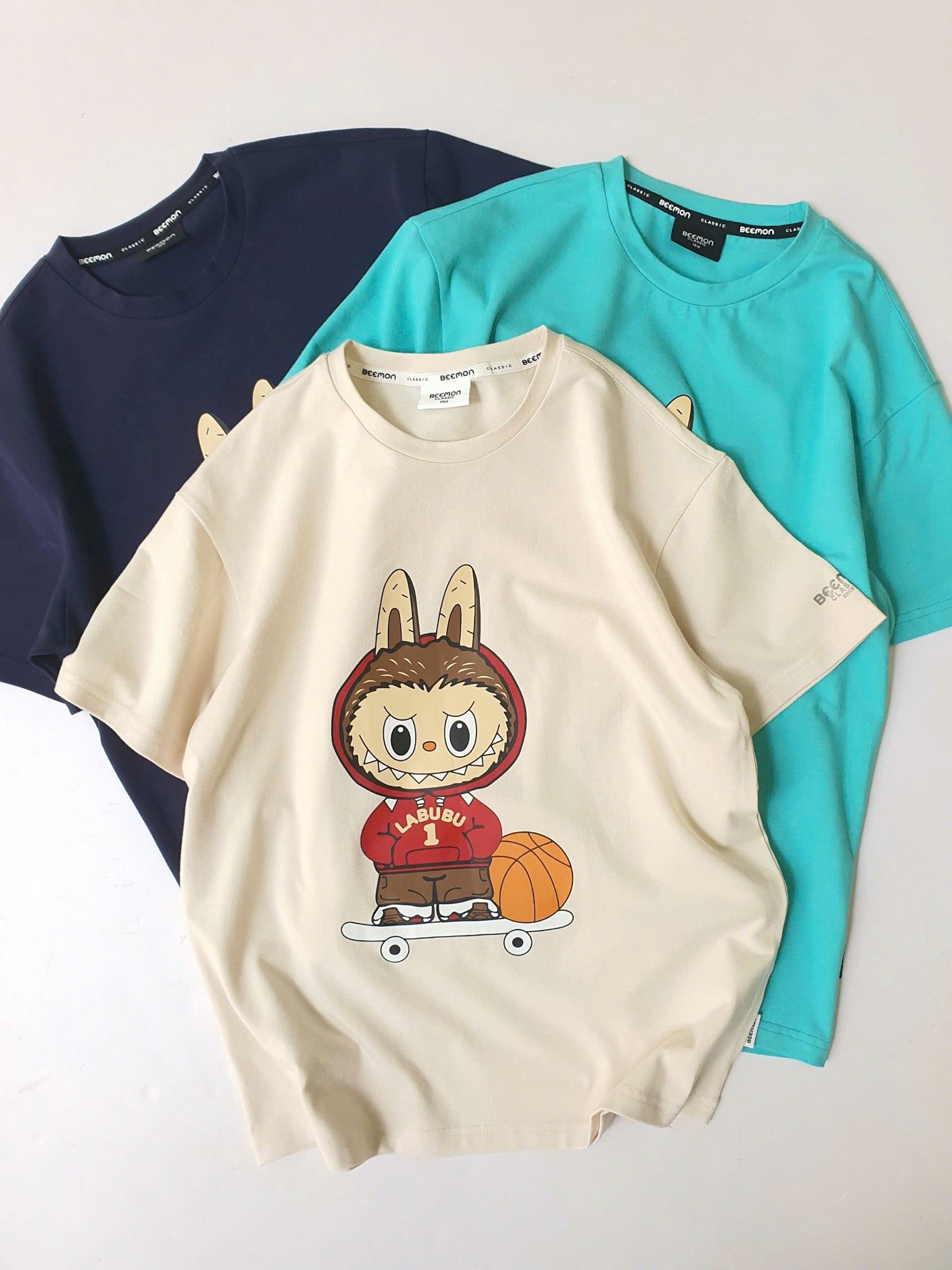 Áo cotton Bee Mon hoạ tiết Labubu nhiều màu cho bé size 120-160