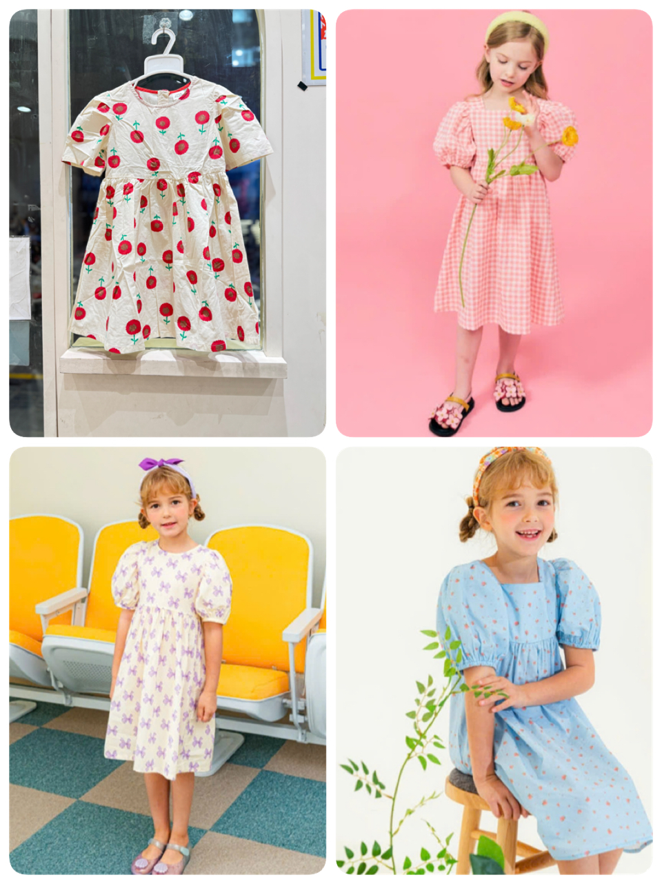 Váy vải thô Babidiboo, Little Bobdog xuất hàn nhiều màu cho bé size 100-150