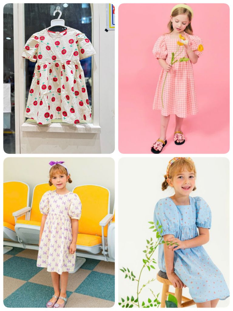 Váy vải thô Babidiboo, Little Bobdog xuất hàn nhiều màu cho bé size 100-150