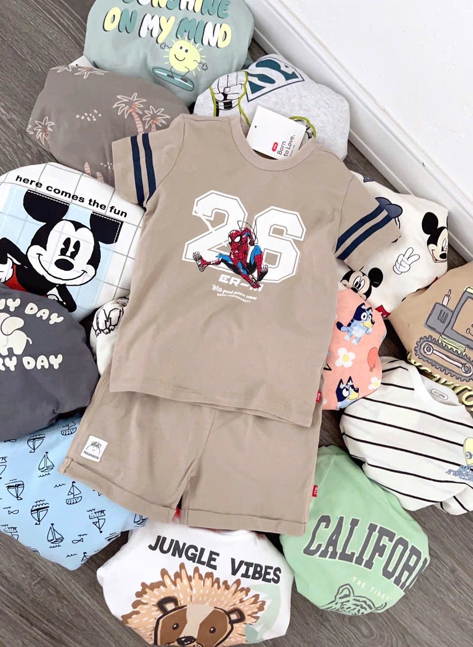 Bộ cotton Muji nhiều màu cho bé trai size 2-5y